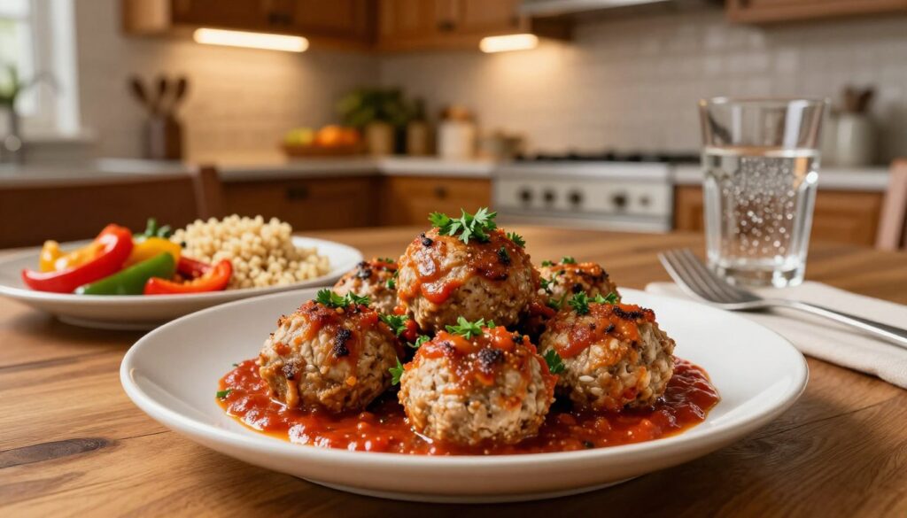 serving chicken meatballs serving chicken meatballs