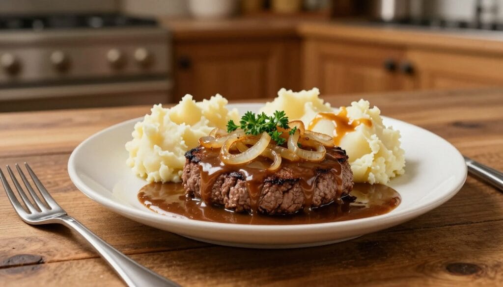 serving hamburger steak serving hamburger steak